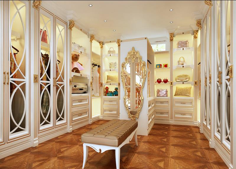 尊享欧式宫廷风衣帽间效果图 白色衣帽间装修图片