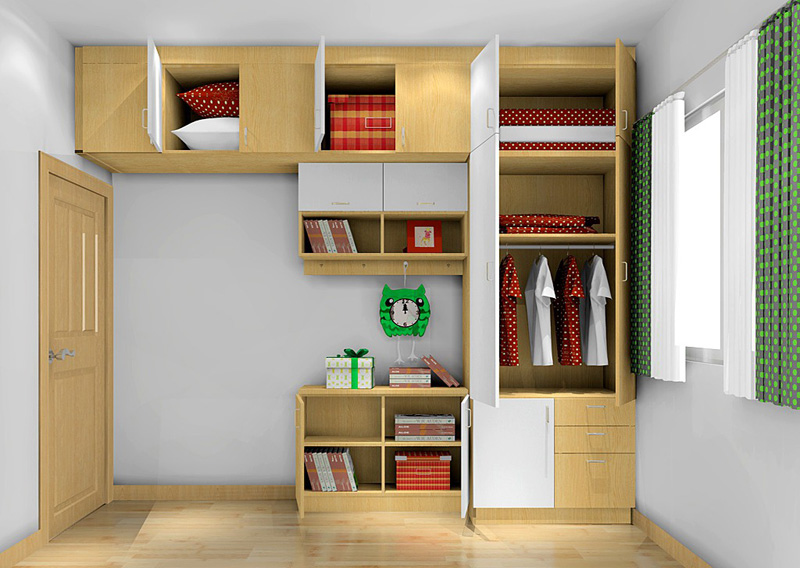 现代清爽衣柜效果图 顶柜延伸整体而简约